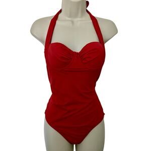 J. Crew Red Halter One-Piece Swimsuit